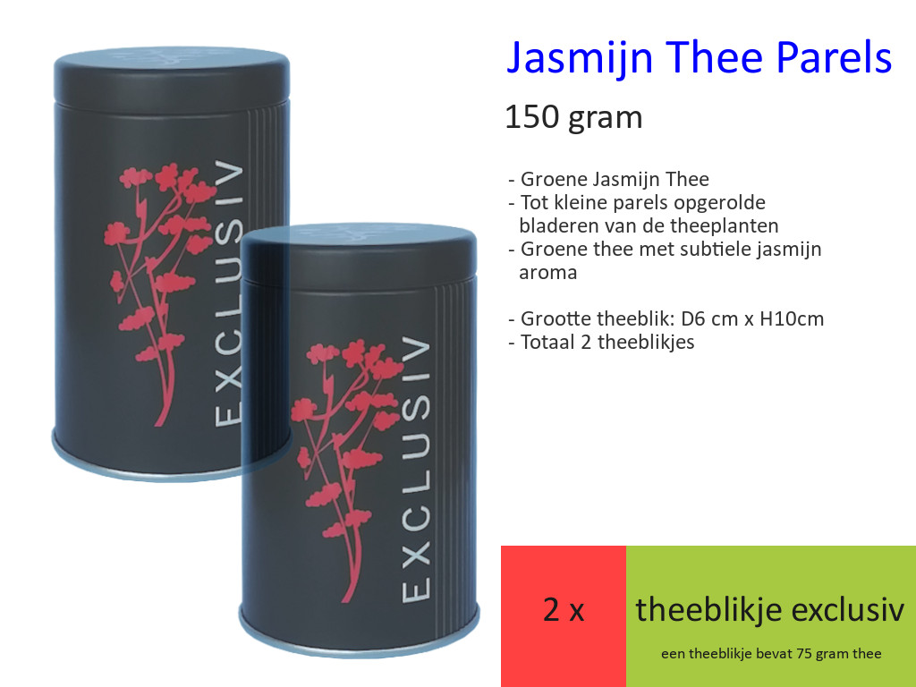 Jasmijn Thee Parels, 150 gram, 2 blikjes