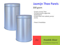 Jasmijn Thee Parels in Luxe Theeblik Silver (2 blikjes, 300 gr)