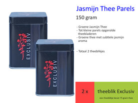 Jasmijn Thee Parels in Luxe Theeblik Exclusiv (2 blikjes, 150 gr)